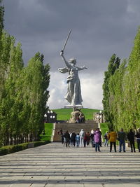 The iconic view of motherland calling statue on mamaev hill