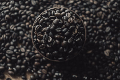 High angle view of coffee beans