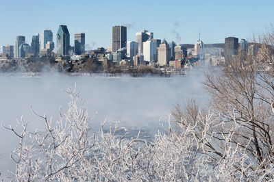 Aerial view of city during winter