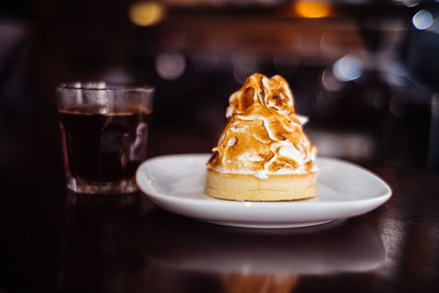 Close-up of cake on table