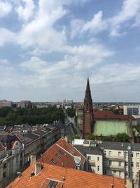 High angle view of cityscape against sky