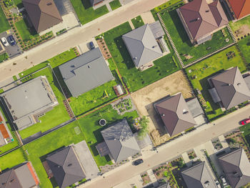 High angle view of buildings in city