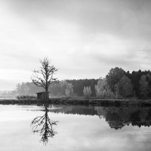 Scenic view of lake against sky