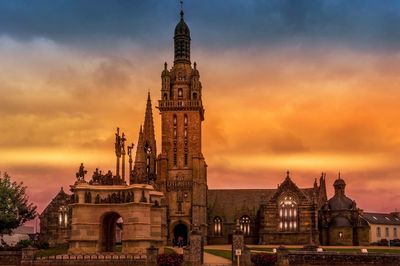 View of church at sunset