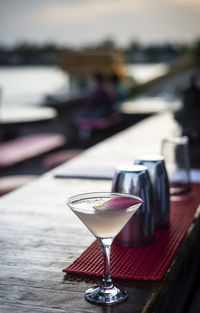 Close-up of wine glass on table at restaurant