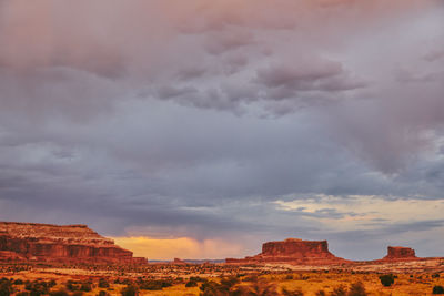 Golden sunset over desert landscape in moab, utah.