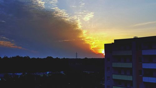 Silhouette buildings against sky during sunset