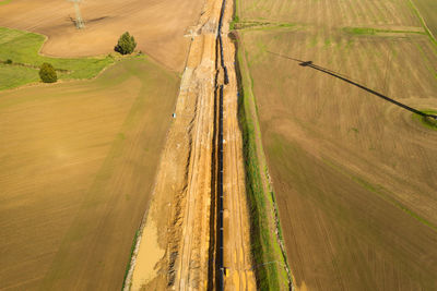 High angle view of agricultural field