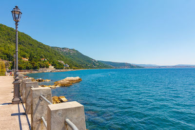 Scenic view of sea against clear sky