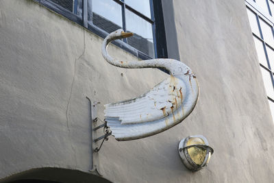 An old rusty signboard o a white swan in the streets of dordrecht netherlands