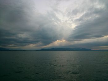 Scenic view of sea against cloudy sky