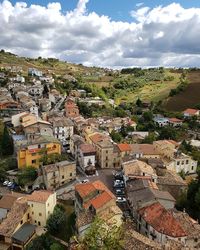 High angle view of townscape against sky