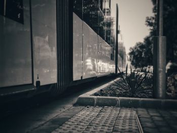 Reflection of building on glass window