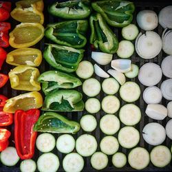 Full frame shot of vegetables on barbeque grill