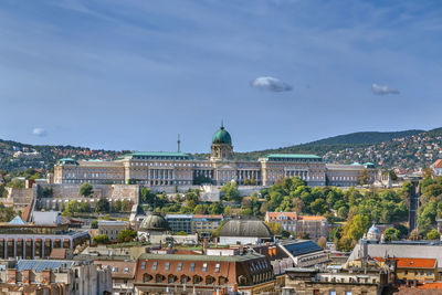 View of budapest with buda castle from st. stephen's basilica, hungary