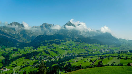 Aerial view of landscape against cloudy sky