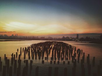 Scenic view of sea at sunset