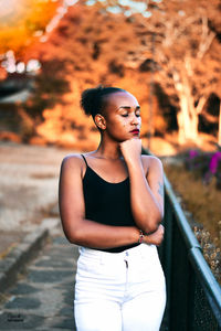 Young woman looking away