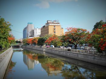Reflection of buildings in water