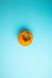 Directly above shot of orange on blue background