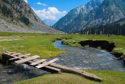 Scenic view of mountains against sky