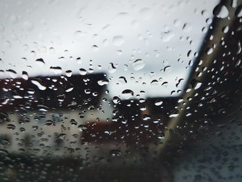 Close-up of water drops on window