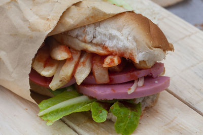 Close-up of food on cutting board