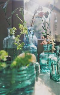 Close-up of flower vase on table