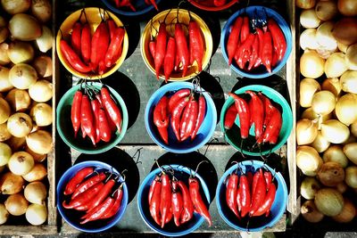 High angle view of market stall