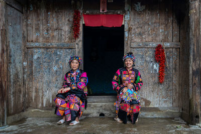 People in front of building