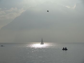 Boat sailing in sea