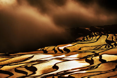 Close-up of landscape against sky at night