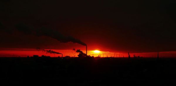 Silhouette of landscape at sunset