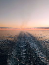 Scenic view of sea against sky during sunrise from a ship, before arriving to sardinia 