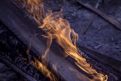 High angle view of fire on land