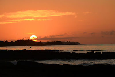 Scenic view of sea at sunset