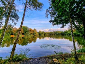 Scenic view of lake against sky