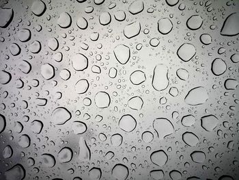 Full frame shot of wet glass window during rainy season