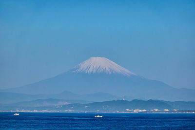 Scenic view of sea against blue sky