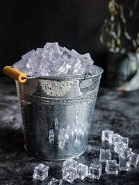 Close-up of ice crystals on table