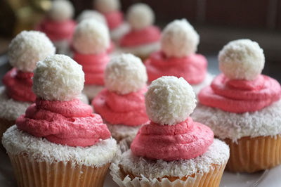 Close-up of cupcakes on table