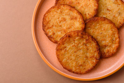 High angle view of food in plate on table