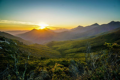 Sunset over mountains