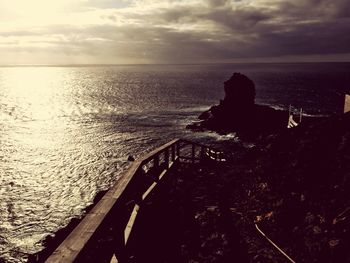 Scenic view of sea against cloudy sky