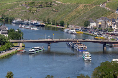 View on the valley of the river moselle, germany in winter with snow