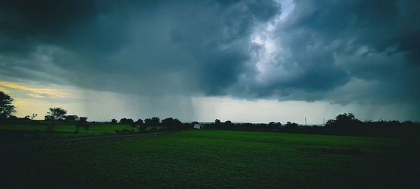 Scenic view of field against sky