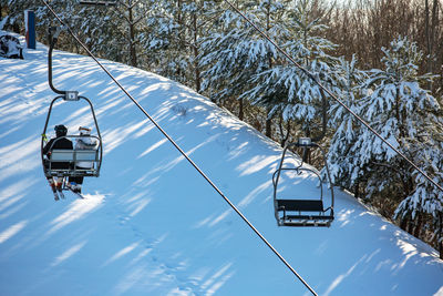 Low angle view of person in winter