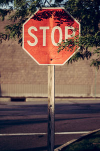 Close-up of road sign