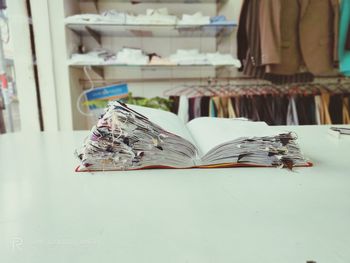 Close-up of book on table