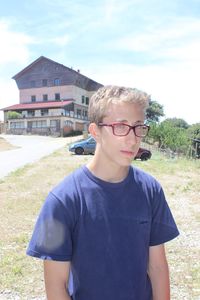 Portrait of teenage boy wearing sunglasses